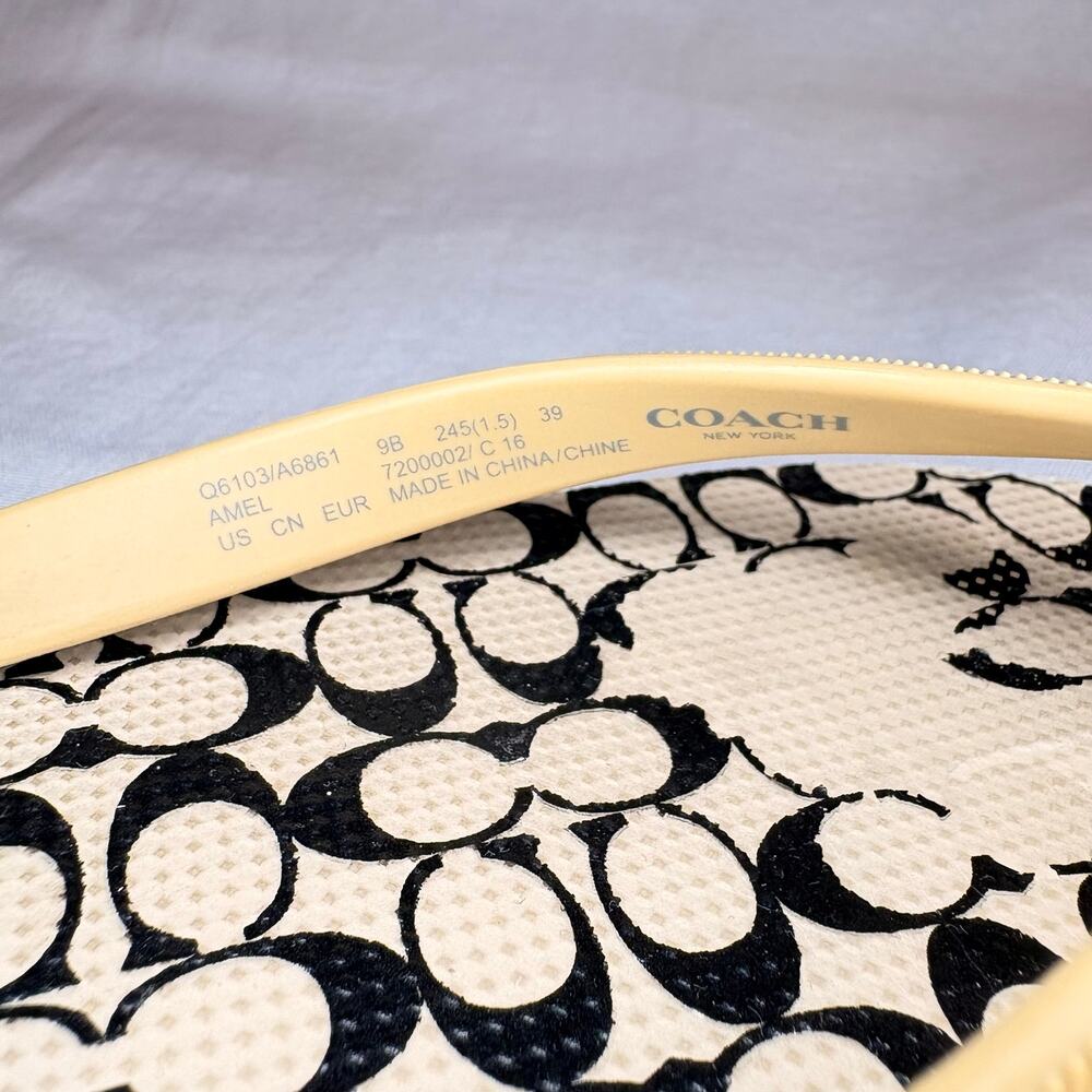 Coach Amel Signature Logo Flip Flops Sandals Women's US 9B Ivory - Picture 3 of 6